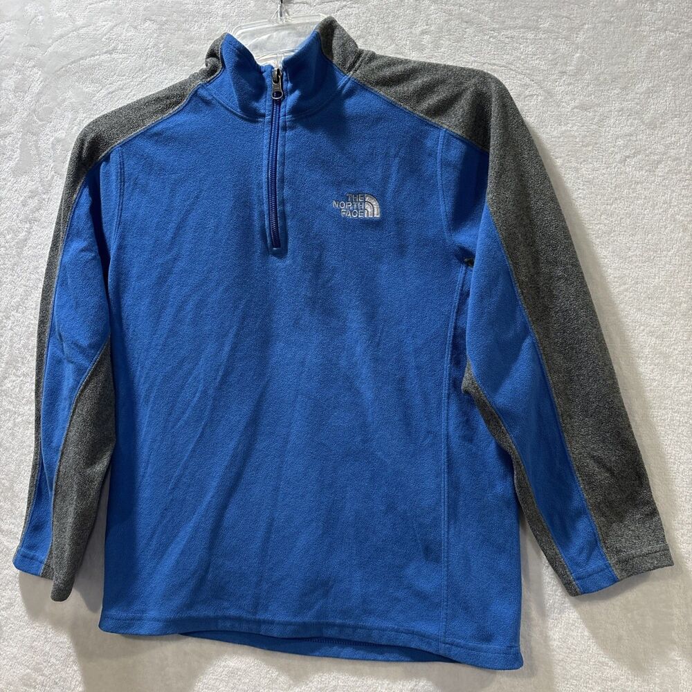 The North Face Youth Boy's Size Medium 1/4 Zip Fleece Pullover Top Blue Gray